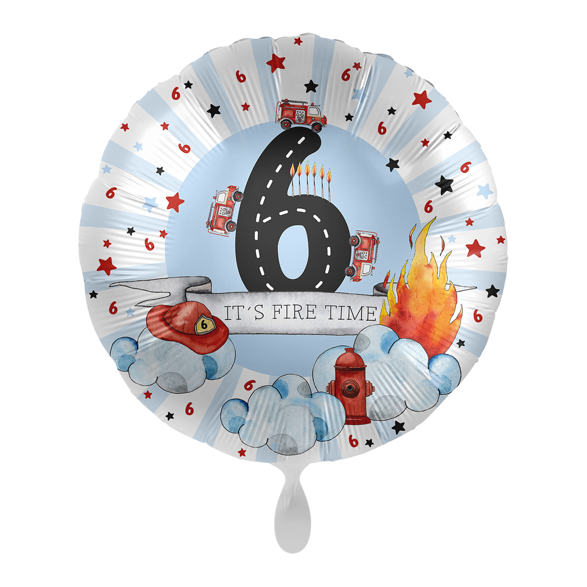 1 Ballon - Joyeux camion de pompiers - Six