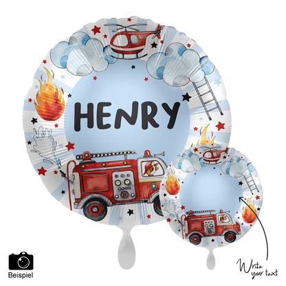1 Ballon - Personnalisez-le - Joyeux camion de pompiers
