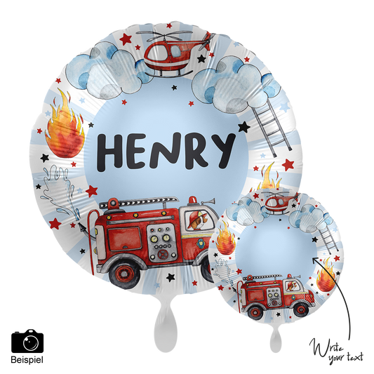 1 Ballon - Personnalisez-le - Joyeux camion de pompiers