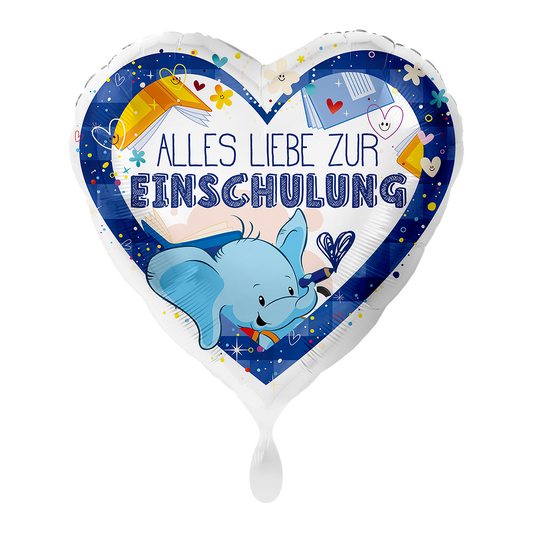 1 Ballon - Veel liefs voor je eerste schooldag Blauw