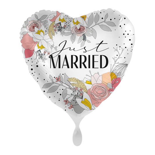 1 Ballon - Just Married Fleurs Abstraites - FRA