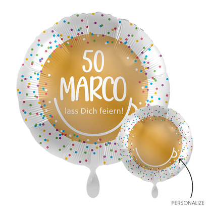 1 Ballon - Personaliseer HET - Confetti Verjaardag - NL