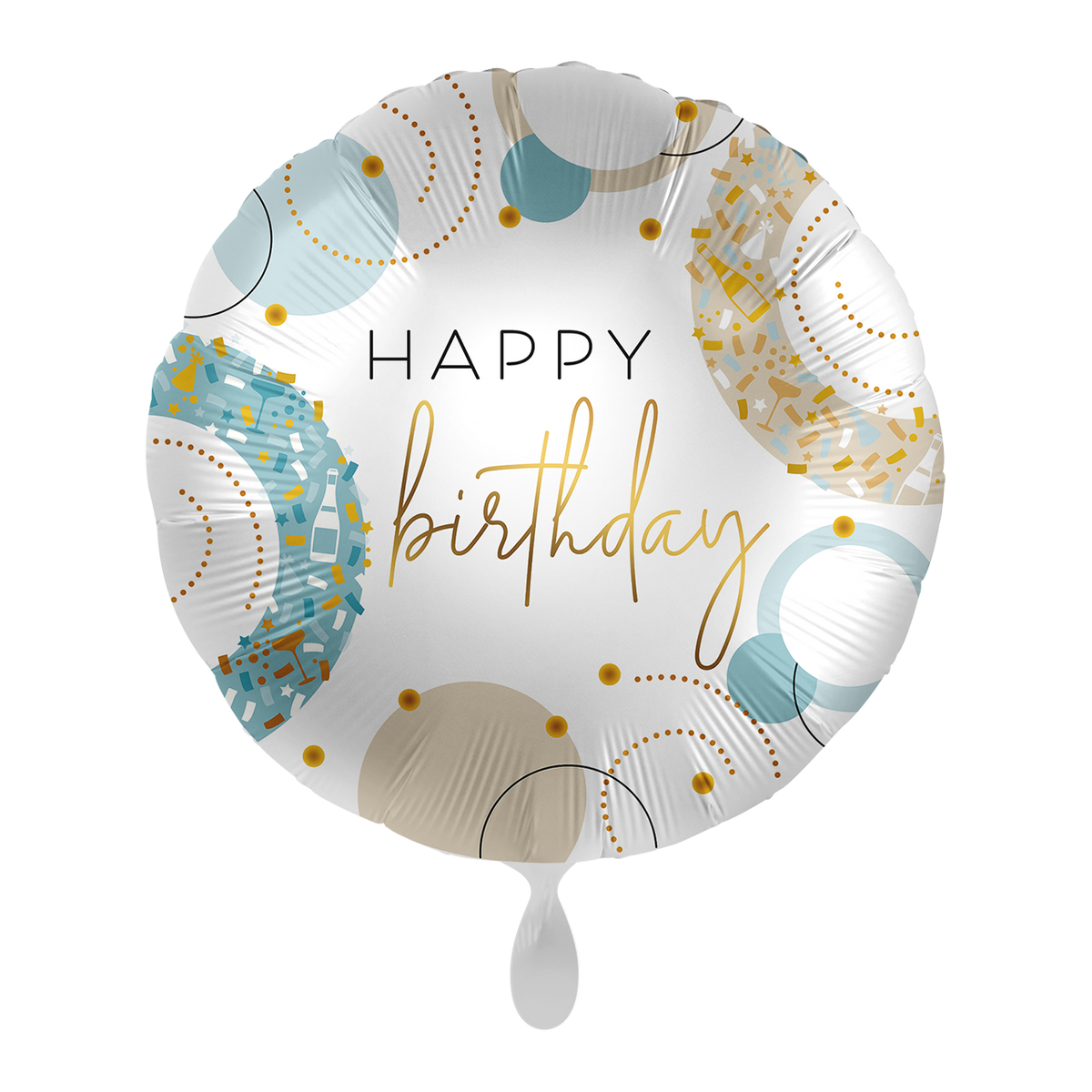 1 Ballon - Joyeux Anniversaire Bleu Doré - FRA