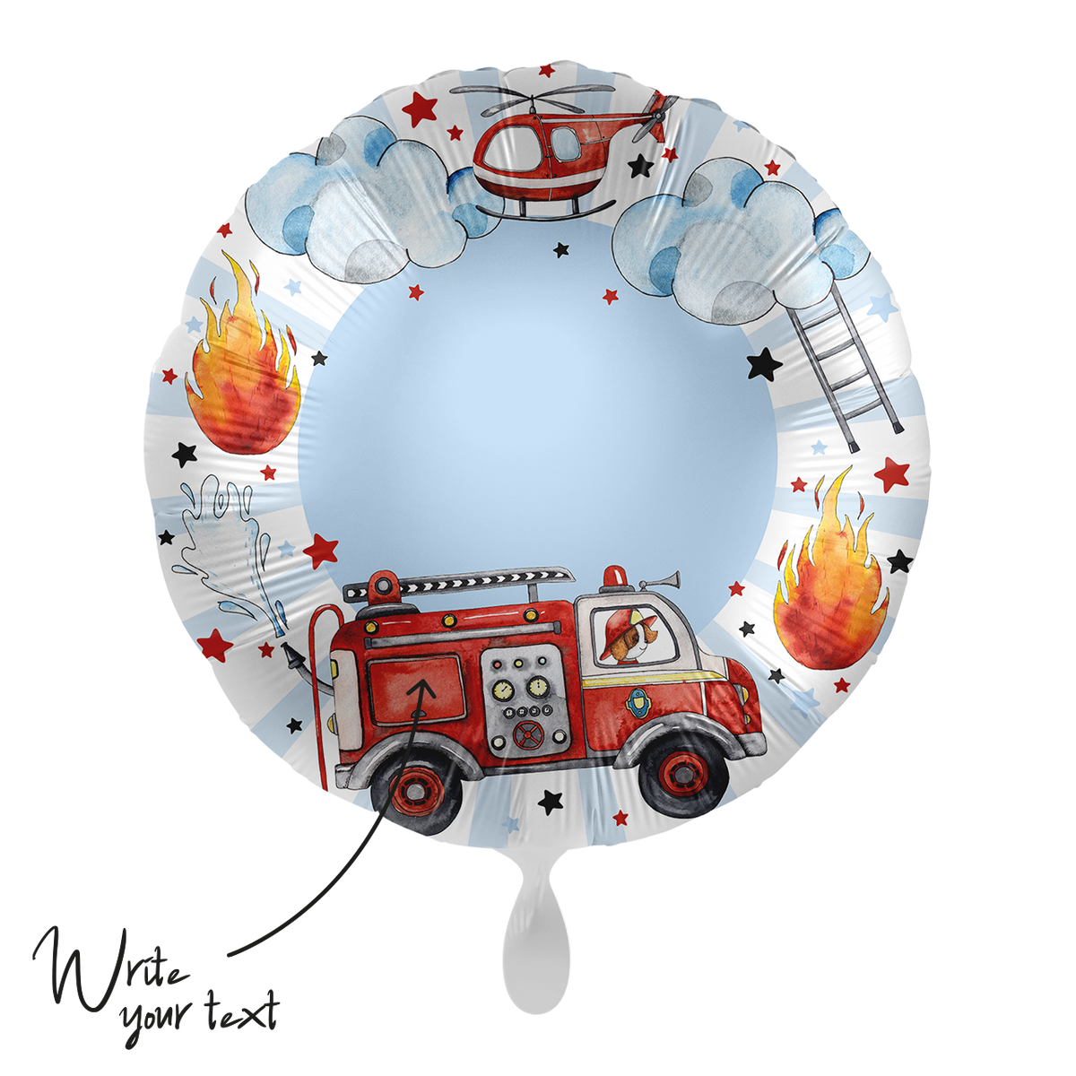 1 Ballon - Personnalisez-le - Joyeux camion de pompiers