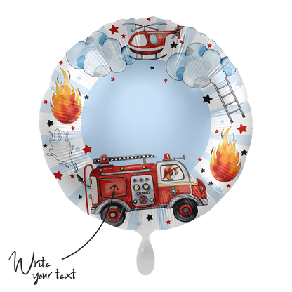 1 Ballon - Personnalisez-le - Joyeux camion de pompiers