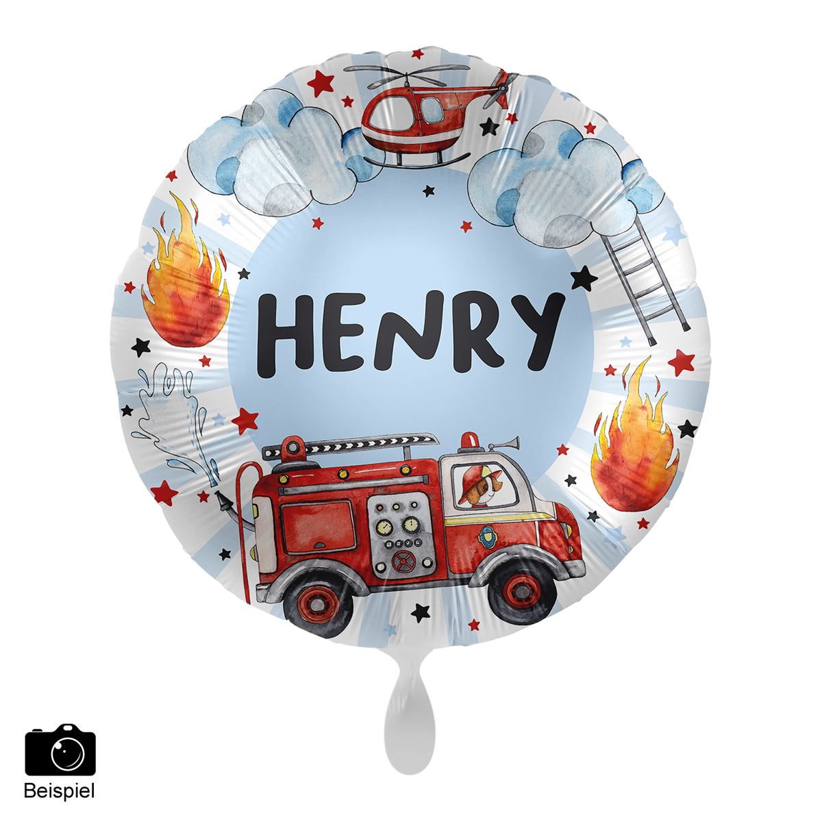 1 Ballon - Personnalisez-le - Joyeux camion de pompiers