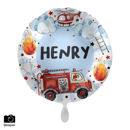 1 Ballon - Personnalisez-le - Joyeux camion de pompiers