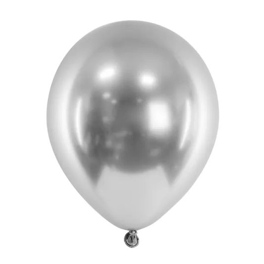 5 ballons de baudruche - Ø 46 cm - Brillant - Argent