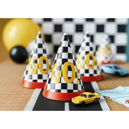 6 chapeaux de fête - Voitures de course