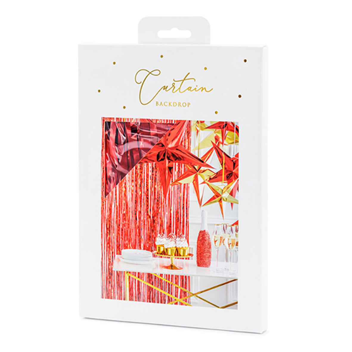 1 glittergordijn - 2,5m - rood