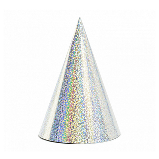 6 Chapeaux de fête - Holographique - Argenté