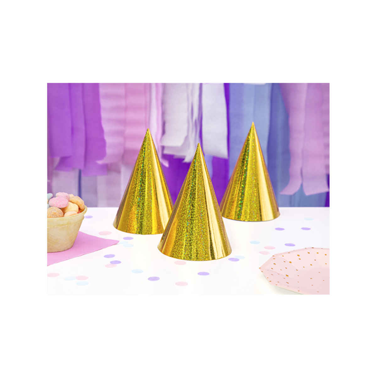 6 chapeaux de fête - Holographique - Or