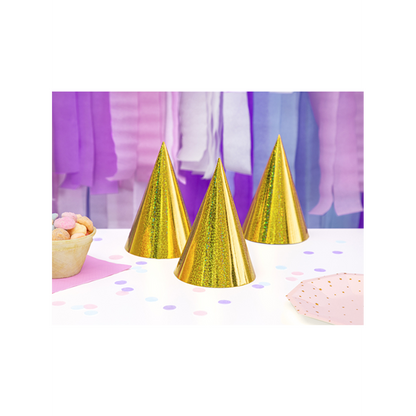6 chapeaux de fête - Holographique - Or