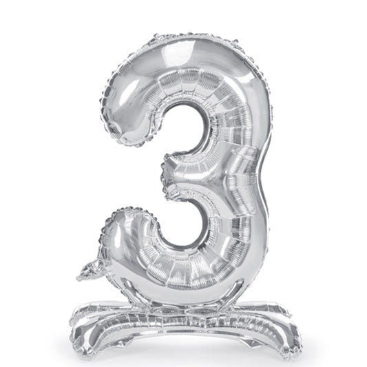 1 ballon géant sur pied - Chiffre 3 - Argent