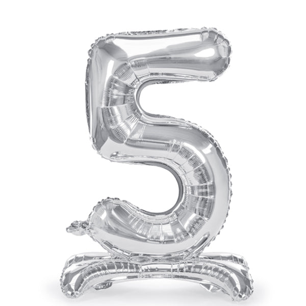 1 ballon géant sur pied - chiffre 5 - argent