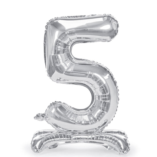1 ballon géant sur pied - chiffre 5 - argent