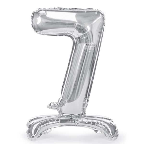 1 ballon XXL avec pied - Chiffre 7 - Argent