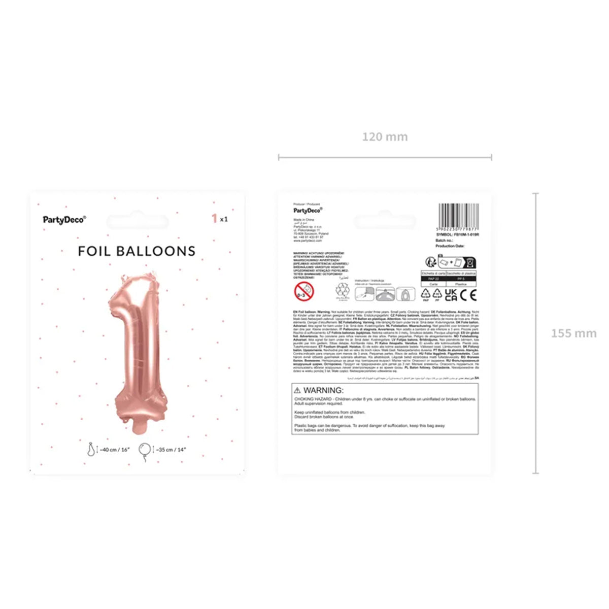 1 Ballon XS - Getal 1 - Roségoud