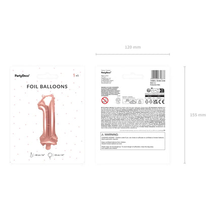1 Ballon XS - Getal 1 - Roségoud