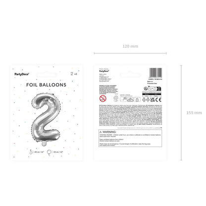 1 Ballon XS - Chiffre 2 - Argent