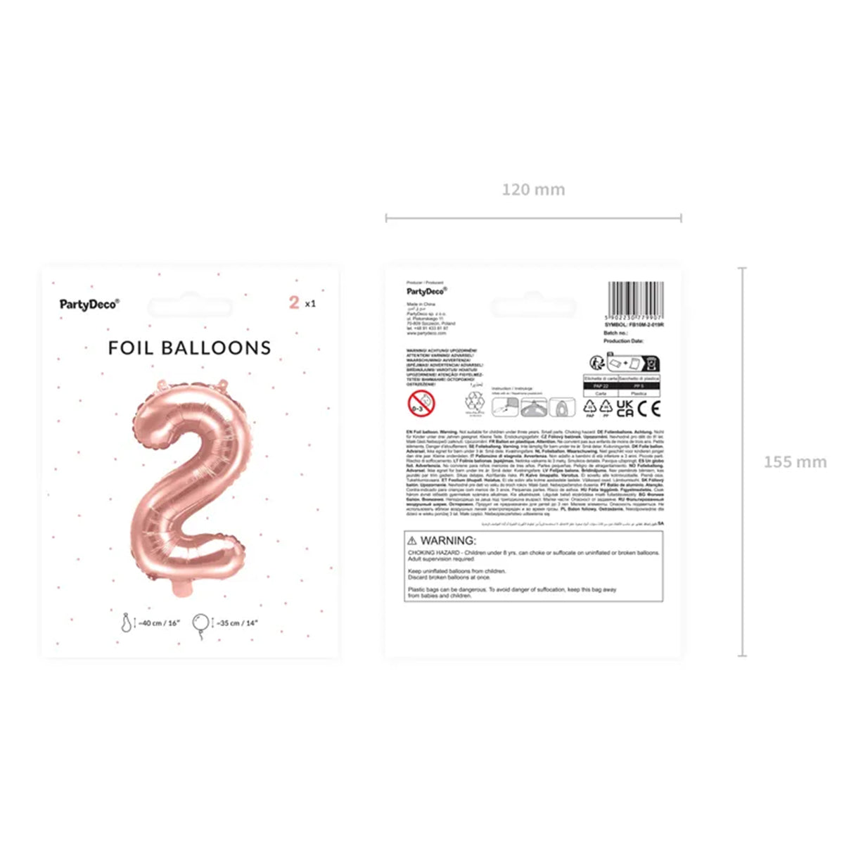 1 Ballon XS - Getal 2 - Roségoud