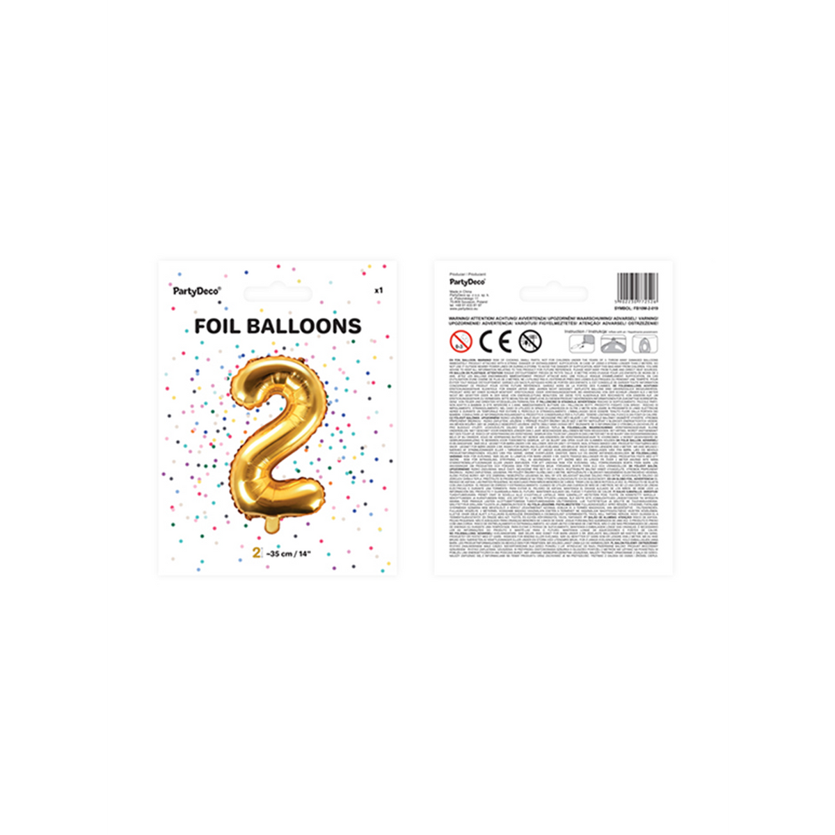 1 ballon XS - chiffre 2 - doré