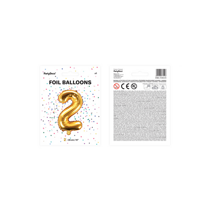 1 ballon XS - chiffre 2 - doré