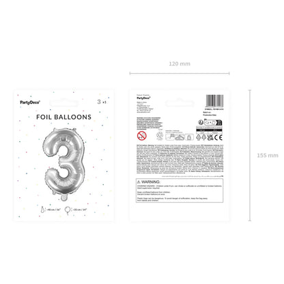 1 Ballon XS - Chiffre 3 - Argent