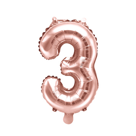 1 Ballon XS - Cijfer 3 - Roségoud