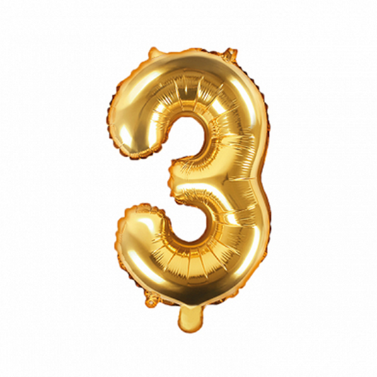 1 Ballon XS - Getal 3 - Goud