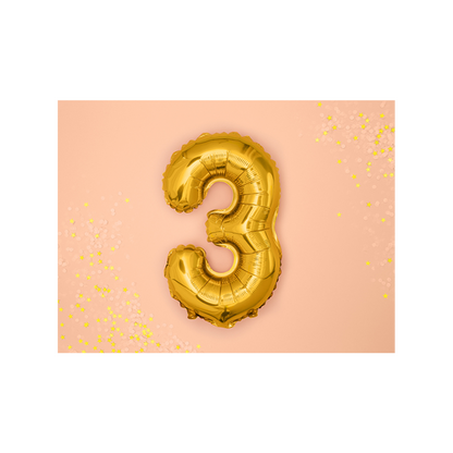 1 Ballon XS - Chiffre 3 - Or