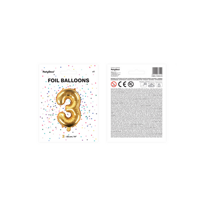 1 Ballon XS - Chiffre 3 - Or