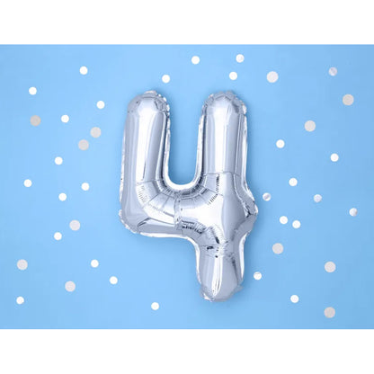 1 Ballon XS - Chiffre 4 - Argent