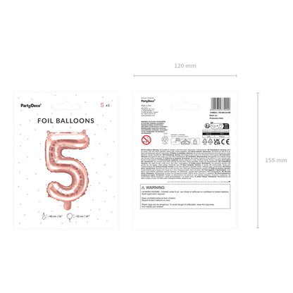 1 Ballon XS - Getal 5 - Roségoud