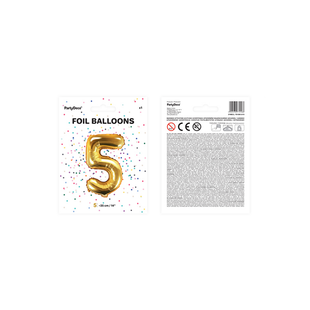 1 Ballon XS - Chiffre 5 - Or