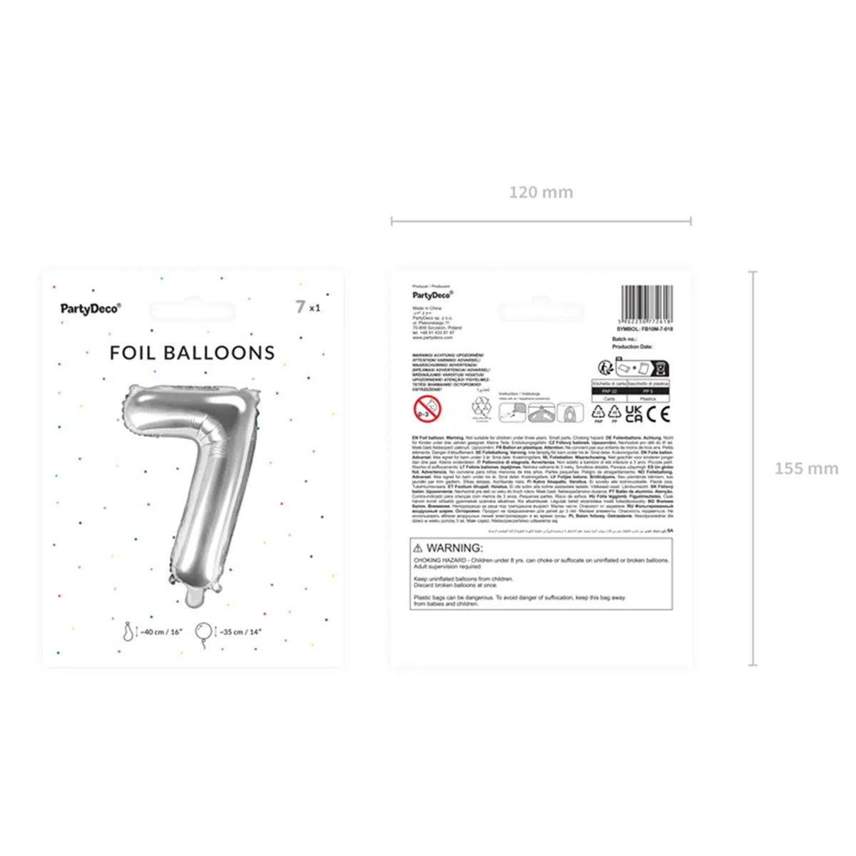 1 Ballon XS - Getal 7 - Zilver