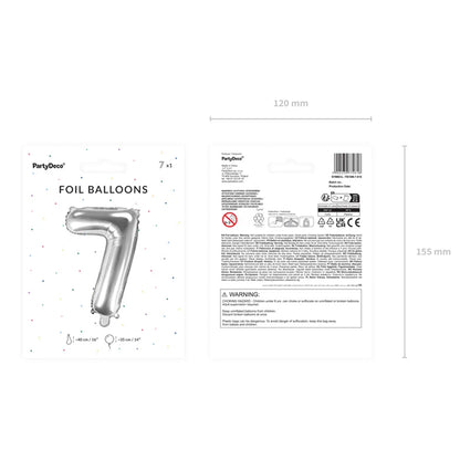 1 Ballon XS - Getal 7 - Zilver