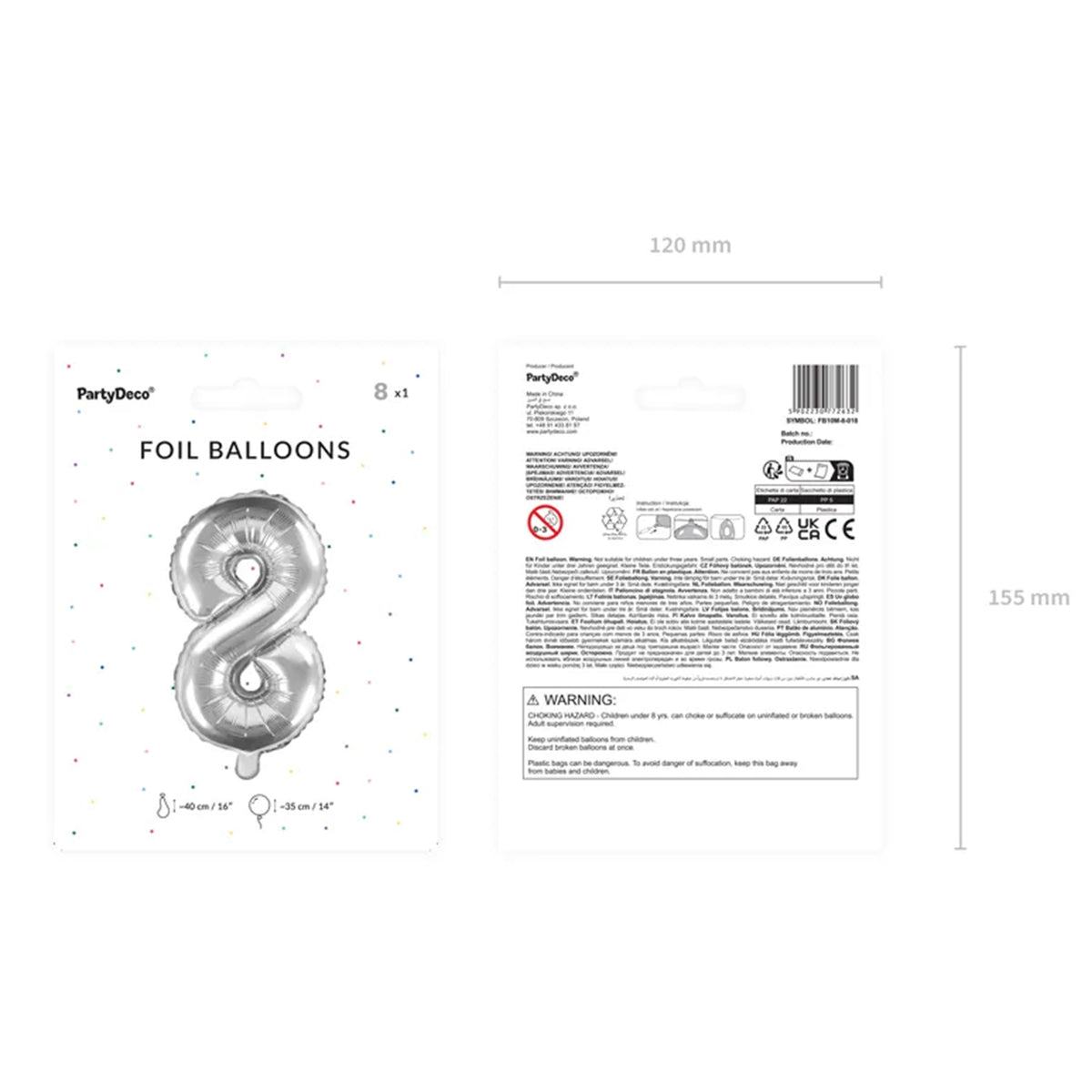 1 Ballon XS - Chiffre 8 - Argent