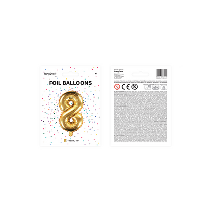1 Ballon XS - Getal 8 - Goud