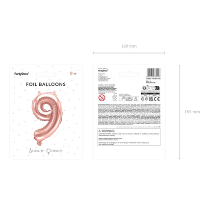 1 Ballon XS - Cijfer 9 - Roségoud