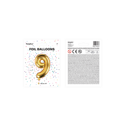 1 ballon XS - cijfer 9 - goud