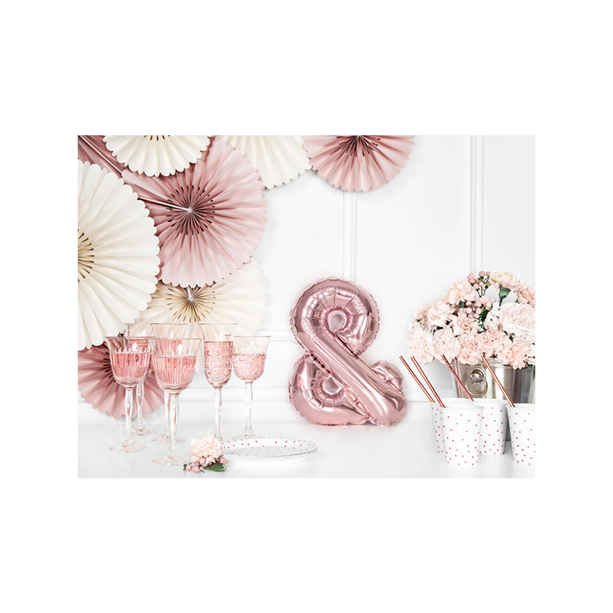 1 ballon XS - chiffre & - or rose