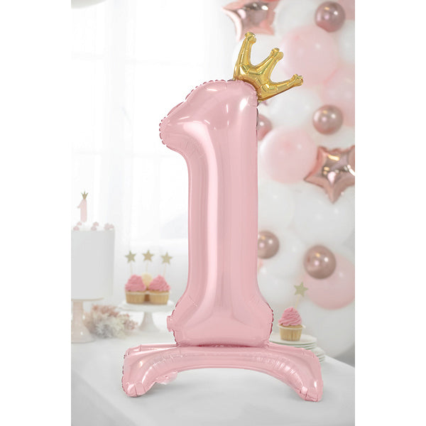 1 XXL-ballon met standaard – cijfer 1 – Princess