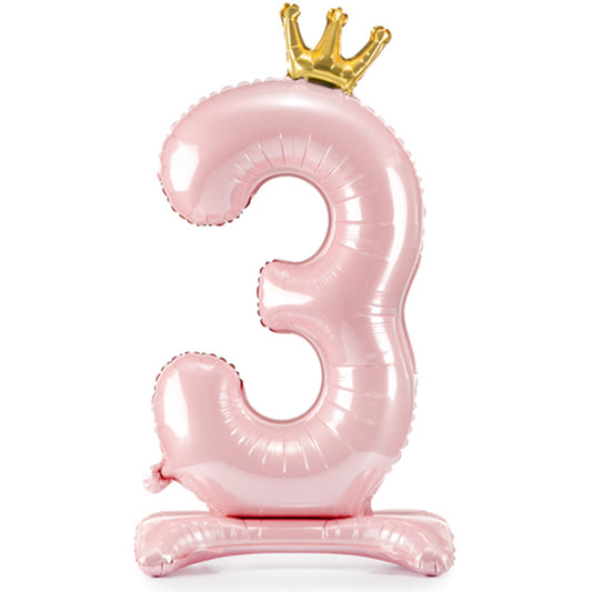 1 XXL-ballon met standaard - Cijfer 3 - Prinses