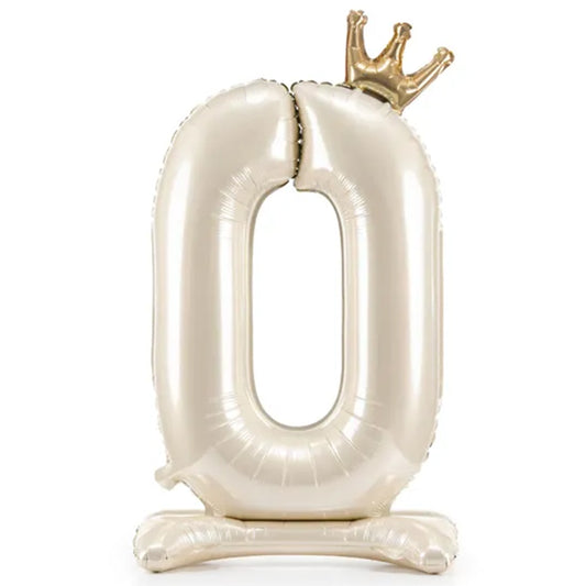 1 XXL-ballon met standaard - Cijfer 0 - Light Cream