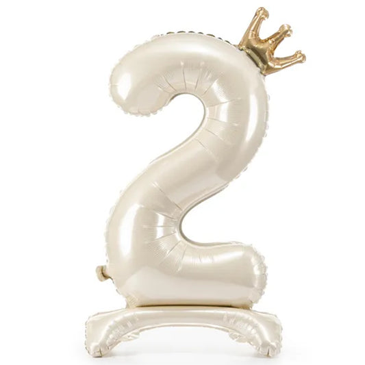 1 XXL-ballon met standaard - Cijfer 2 - Light Cream