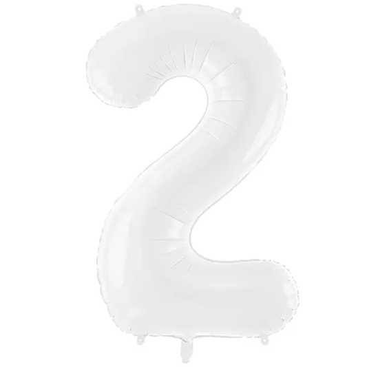 1 Ballon XXL - Cijfer 2 - Wit