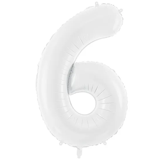 1 Ballon XXL - Chiffre 6 - Blanc