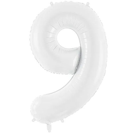 1 ballon géant - Chiffre 9 - Blanc