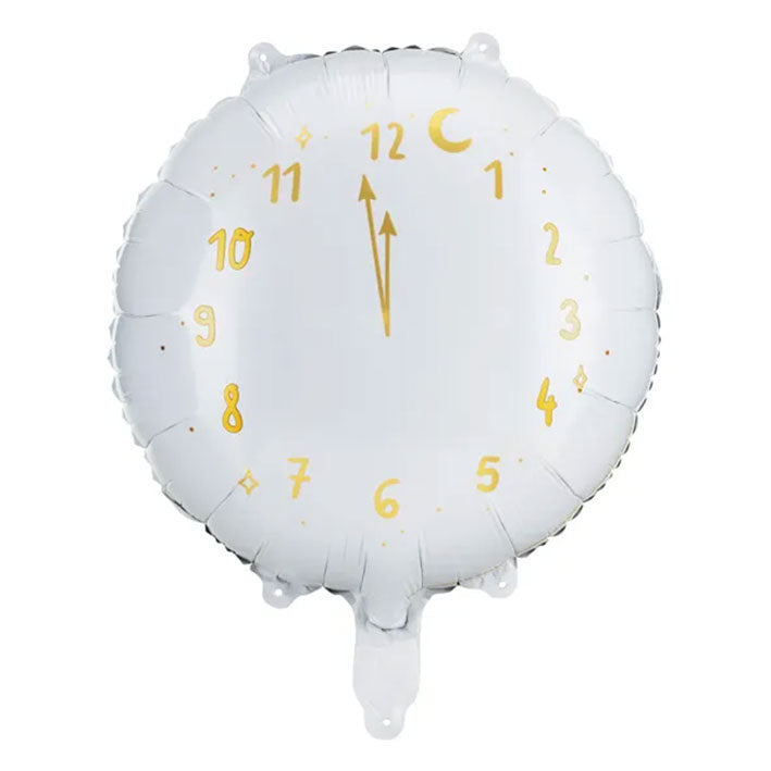1 Ballon - Klok Wit Gelukkig Nieuwjaar